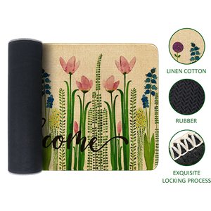 Alfombra de suelo interior/exterior con estampado de <span class=keywords><strong>acuarela</strong></span> de tulipán, alfombra reutilizable antideslizante personalizada para decoración del hogar, felpudo, alfombra, puerta de lino hecha a máquina - Product Image 3