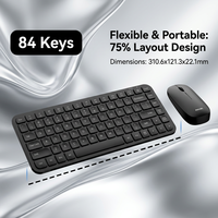 PHILIPS SPT6338BS 75% 84 touches 2,4 GHz Clavier et souris sans fil ultra-mince compact type chocolat pour la maison, le bureau et le multimédia