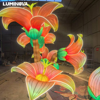 Lanternes en papier de soie à fleurs géantes faites à la main 2025 pour décor festif Nouvel An chinois Diwali Ramadan