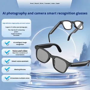 แว่นตาแปลภาษาอัจฉริยะ AI พร้อมแบตเตอรี่คู่ 1200w ถ่ายภาพ HD วิดีโอป้องกันการสั่นไหว สตรีมสด ควบคุมด้วยเสียง ฟังเพลง - Product Image 2
