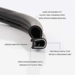 רצועת חותם גומי דלת דלת, 10 רגליים לקצץ נורה אנכית מתאים 1/16 "קצה, רצועת מזג אוויר לרכב עבור מכוניות, סירות, rvs - Product Image 3