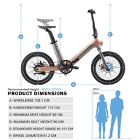 Bicicleta Eléctrica Plegable Smart30 Premium de Una Velocidad con Transmisión por Correa, Sensor de Torque, Batería en el Poste del Asiento, Neumático Kenda de 20 Pulgadas, 36V 250W