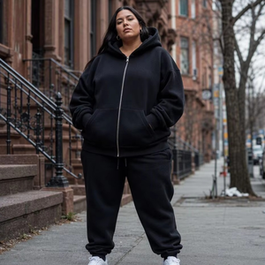 Sudadera con capucha de forro polar de 480 g/m² de peso pesado con cremallera completa, personalizada OEM, para mujer, talla grande, estilo urbano, de la <span class=keywords><strong>S</strong></span> a la 5X (EE. UU.) - Product Image 1