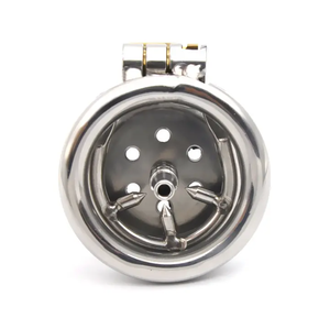 กรงไก่ตัวผู้สั้นทรงแบนมีเดือยแหลมทำจากโลหะมีท่อของเล่นทางเพศสำหรับล็อกอวัยวะเพศชาย - Product Image 4