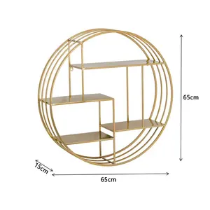 الذهب تقريب الصلب زهرة النبات وعاء الحائط Sheves الأسلاك المعدنية رف جدار للمنزل ديكور