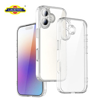 Coque hybride antichoc transparente Laudtec TPU+PC pour iPhone 16/17/18 avec cadre coloré et protection d'objectif surélevée