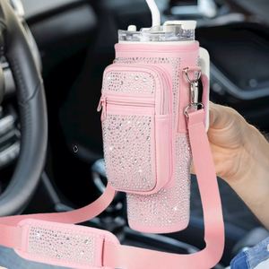 40oz Bling Diamond for Stanley Cup <b>Accessories</b>-Water Bottle Holder with Phone Pocket Water Bottle Pouch Bag <b>Drinkware</b> <b>Accessory</b> - Product Image 5