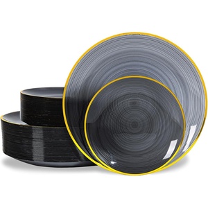 Stoviglie Riutilizzabili BST in Stile Europeo Vintage, <span class=keywords><strong>Piatti</strong></span> in Plastica Trasparente Testurizzati Rotondi e <span class=keywords><strong>Quadrati</strong></span> per Bistecca, Insalata e Dessert - Product Image 3