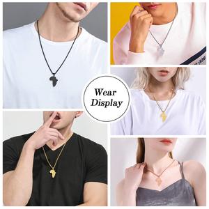 Venta al por mayor de moda los hombres de las Mujeres 18k chapado en oro de 14k de mundo de joyería de cadena de acero inoxidable África africano COLLAR COLGANTE - Product Image 6