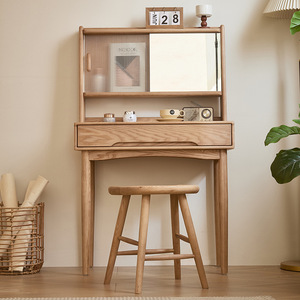 Tocador de madera maciza con espejo, escritorio minimalista moderno de madera de fresno para dormitorio de adultos - Product Image 3