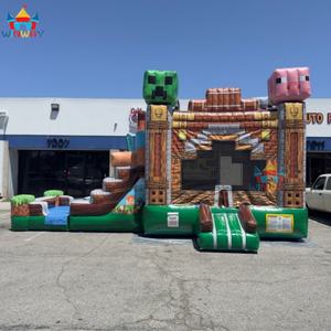 Location de château gonflable commercial WINWAYTOYS Minecraft à double piste, style pixel, en PVC, taille personnalisée, pour le plaisir - Product Image 3