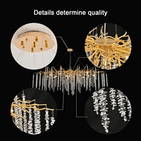 Lustre rectangulaire LED style américain en cristal gris fumé Golden Branch, vente en gros d'usine Hullxine, garantie 3 ans