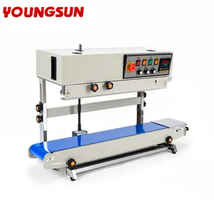 YOUNGSUN, máquina vertical automática de sellado térmico de bolsas de película de plástico, rollo de tinta, impresión de fecha, máquina selladora de banda continua