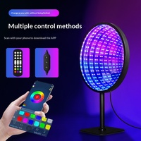 Miroir acrylique superposé 3D Abyss Light LED avec alimentation USB, télécommande via application, fonction de détection sonore, lampe créative à intensité variable