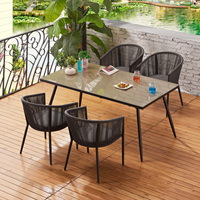Chaise d'extérieur moderne en aluminium avec sangle en corde tressée, mobilier d'extérieur en aluminium, mousse haute densité 5 cm