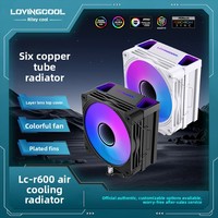 Refroidisseur de processeur avec 6 caloducs en cuivre, ventilateur à roulement fluide de 12 cm, couvercle supérieur à finition miroir rétroéclairé ARGB, contrôle intelligent de la température pour