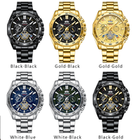BINBOND B4750 4750 Jam Tangan Pria Luminous Tourbillon Dekoratif Tali Baja Tiga Mata Quartz Fashion Bisnis Olahraga