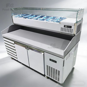 Table de préparation à plateau en marbre et en acier inoxydable <span class=keywords><strong>professionnel</strong></span> / Vitrine réfrigérée pour pizzas / <span class=keywords><strong>Comptoir</strong></span> <span class=keywords><strong>réfrigéré</strong></span> pour pizzas - Product Image 2