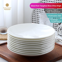Assiette à dîner personnalisée en porcelaine fine, ronde, blanche, pour la maison, le restaurant, OEM ODM
