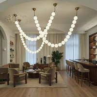 Lustre en perles de luxe à la française, luminaire suspendu moderne pour escalier, lustre à boules de verre rondes pour hall d'hôtel, villa, foyer