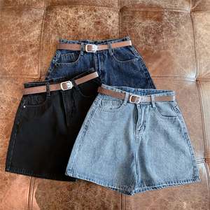 I-0572 Women's Summer Denim Skorts High Waist Eco-Friendly Sweet Slimming Loose <b>Wide</b> <b>Leg</b> A-Line Hot Pants - Product Image 4