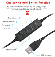 Auriculares de negocios USB de precio bajo con cable de alta calidad Auriculares de computadora con micrófono y control de volumen para centro de llamadas