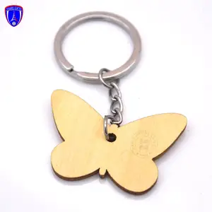 Brand New Initial Designers Cute butterfly Key Ring Holder Custom Logo Wooden Letter plain Keychain