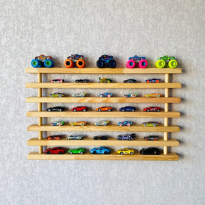 Étagère en bois fabriquée à la main avec LED Décoration de <span class=keywords><strong>chambre</strong></span> de garçon Montessori Support de <span class=keywords><strong>rangement</strong></span> pour voiture jouet Cadeau d'anniversaire pour tout-petits Étagère en bois pour voiture - Product Image 6