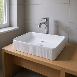 Lavabo da Bagno Rettangolare in Ceramica Bianca 19.63x13.69 Pollici, Design Minimalista con Foro Singolo per Montaggio Superiore - Product Image 2