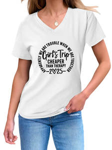 T-shirt oversize personnalisable pour femme - Chic décontracté, col en V, coupe ample, tendance streetwear - Product Image 1