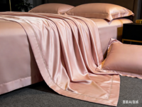 Drap-housse 100 % soie écologique 400 fils/cm² avec fermeture enveloppe tissée, style satin uni rafraîchissant