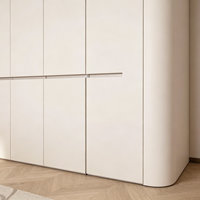 Armoire de chambre à coucher moderne en bois de frêne clair, prête à assembler (RTA), avec poignées noires minimalistes, fabrication OEM ODM.
