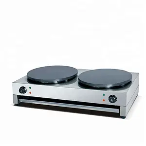 Double Piring Komersial Stainless Steel Listrik Crepe Maker Mesin untuk Dijual