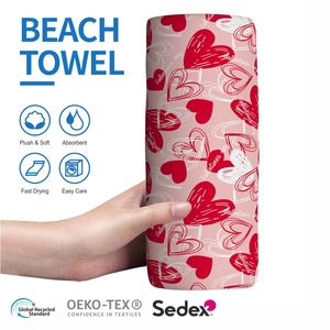 Toalla de playa de microfibra de secado rápido absorbente de agua con logotipo de color personalizado - Product Image 1
