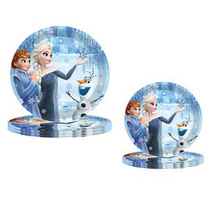 Vaisselle de fête sur <span class=keywords><strong>le</strong></span> thème de <span class=keywords><strong>la</strong></span> Reine des neiges, Elsa et Anna, assiettes en papier, gobelets, serviettes, vaisselle, décoration d'anniversaire pour enfants - Product Image 6