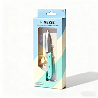 Boîte de rangement pour ustensiles de cuisine réutilisable personnalisée, boîte d'emballage rigide en papier imperméable pour couteau à fruits avec fenêtre transparente