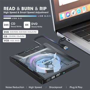Unidad de CD/DVD Externa USB 3.0 Tipo C con Hub USB, Lector de Tarjetas SD Tipo C, Reproductor de Discos CD/DVD RW ROM, Grabador, Lector, Escritor, Adaptador - Product Image 4