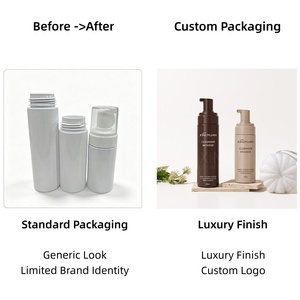 Bouteilles de faux autobronzant beige et marron, flacons de soin de la peau personnalisés en plastique mat avec pompe mousse pour mousse nettoyante visage et shampoing corporel - Product Image 2