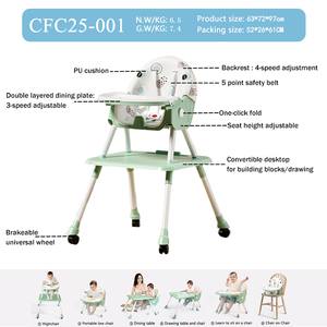 Chaise haute bébé 6-en-1 à prix <span class=keywords><strong>d</strong></span>'usine, coussin en PU, siège rehausseur pliable, inclinaison à 4 vitesses avec double plateau pour tout-petit – Offre spéciale - Product Image 2