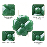 Pendentif Trèfle à Quatre Feuilles en Jadeite Birmane de Grade A, Vente en Gros, Amulette Porte-Bonheur en Jade Vert Naturel en Forme de Cœur