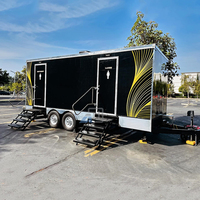 Toilettes mobiles de luxe modernes, remorque WC multi-emplacements, écologiques, durables, avec chasse d'eau, cabine WC sur roues en acier