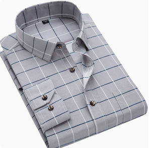 Nueva <span class=keywords><strong>Camisa</strong></span> Casual <span class=keywords><strong>a</strong></span> <span class=keywords><strong>Cuadros</strong></span> para Hombre, Estilo Coreano, Cuello Cuadrado, <span class=keywords><strong>Manga</strong></span> <span class=keywords><strong>Larga</strong></span>, Corte Entallado, Estampada, Combinable con Todo - Product Image 3