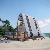 Capsule spatiale triangulaire préfabriquée en acier à double étage et grand espace, pour hébergement commercial, hôtels et villas, orientée vers l'exportation
