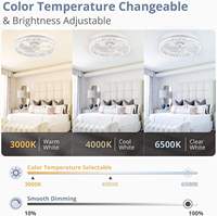 Ventilateur de plafond LED moderne haute performance avec moteur DC, télécommande 6 vitesses, intensité variable, 5 pales, 3000-6500K