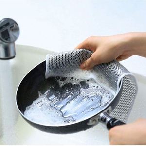 Double-Sided Dishcloth Kitchen Instead of Steel Wool Magical Scouring Pad Household <b>Silver</b> <b>Wire</b> Cleaning Cloths - Product Image 5