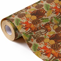 Rouleau de papier d'art recyclable à motif d'animaux de la forêt pour emballage cadeau - Emballage spécial pour cadeaux