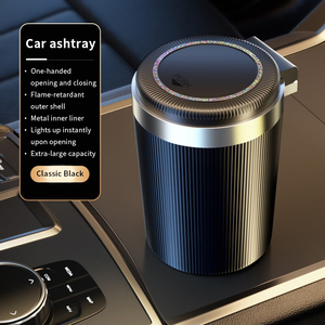 Cendrier de voiture avec porte-gobelet, bande lumineuse LED, doublure ignifuge, amovible, résistant aux hautes températures, grande capacité - Product Image 2