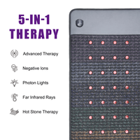 Matelas de massage chauffant infrarouge médical Luxuryade G2611 avec 8 pierres précieuses arc-en-ciel, thérapie par photons PEMF et lumière rouge pour le corps