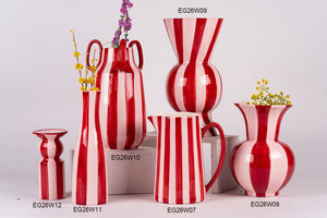 Moderne Keramik-Tischvase Wasserdicht Rot Gestreift Blumenarrangement-Vase Wohndekor Jubiläum - Product Image 2