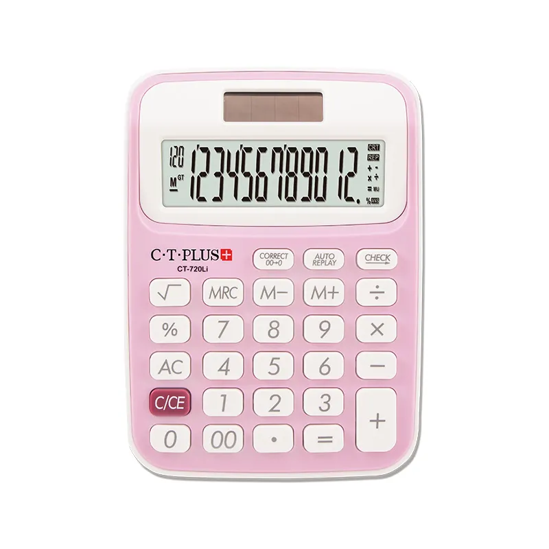 CTPLUS CT-720Li Cheap Price Colorful Promotional Gift Pocket Size 12 Digits Desktop Check function miniCalculator